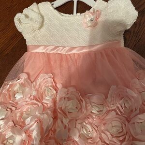 Pink and cream flower dresss